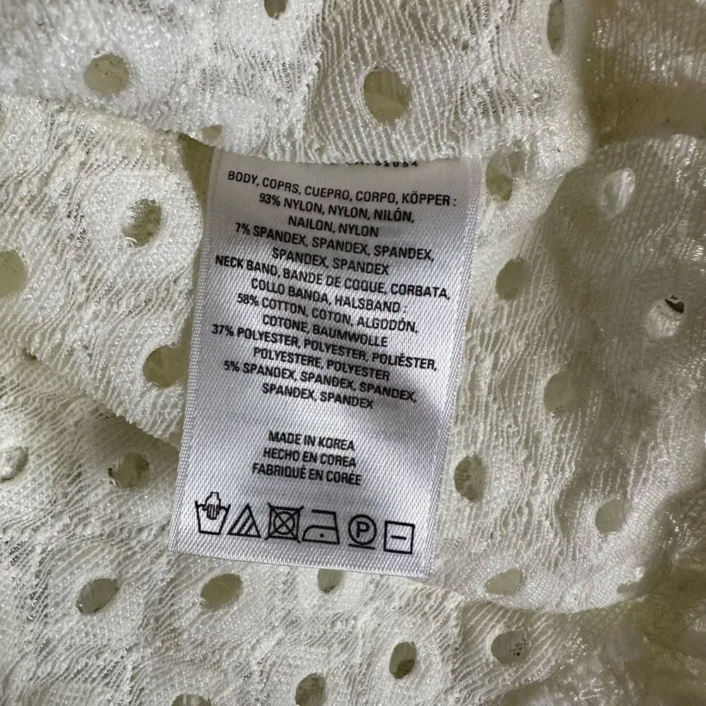 Anthropologie Postmark Womens Large Top Chantal Lace Boxy White Eyelet Shirt - Picture 6 of 7